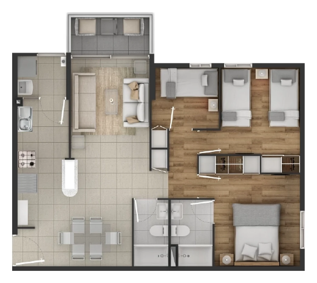 Planta del departamento T3A