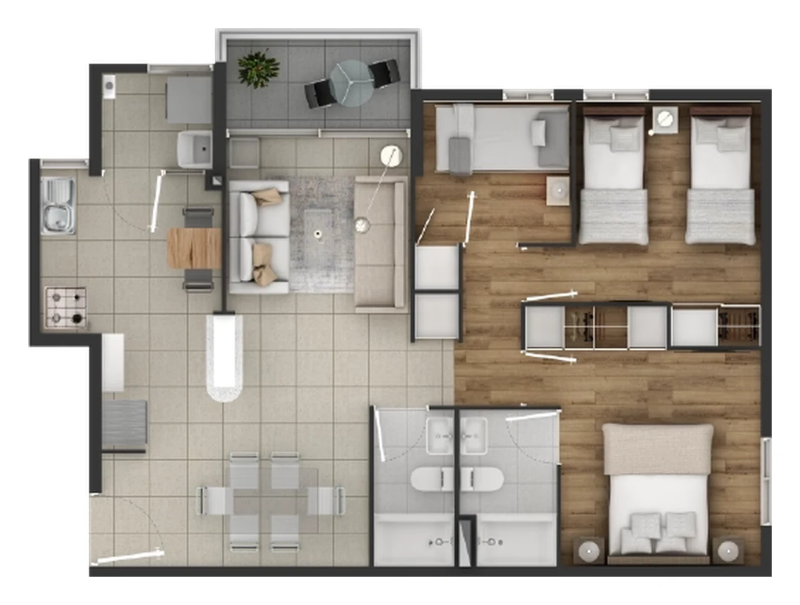 Planta del departamento T3B