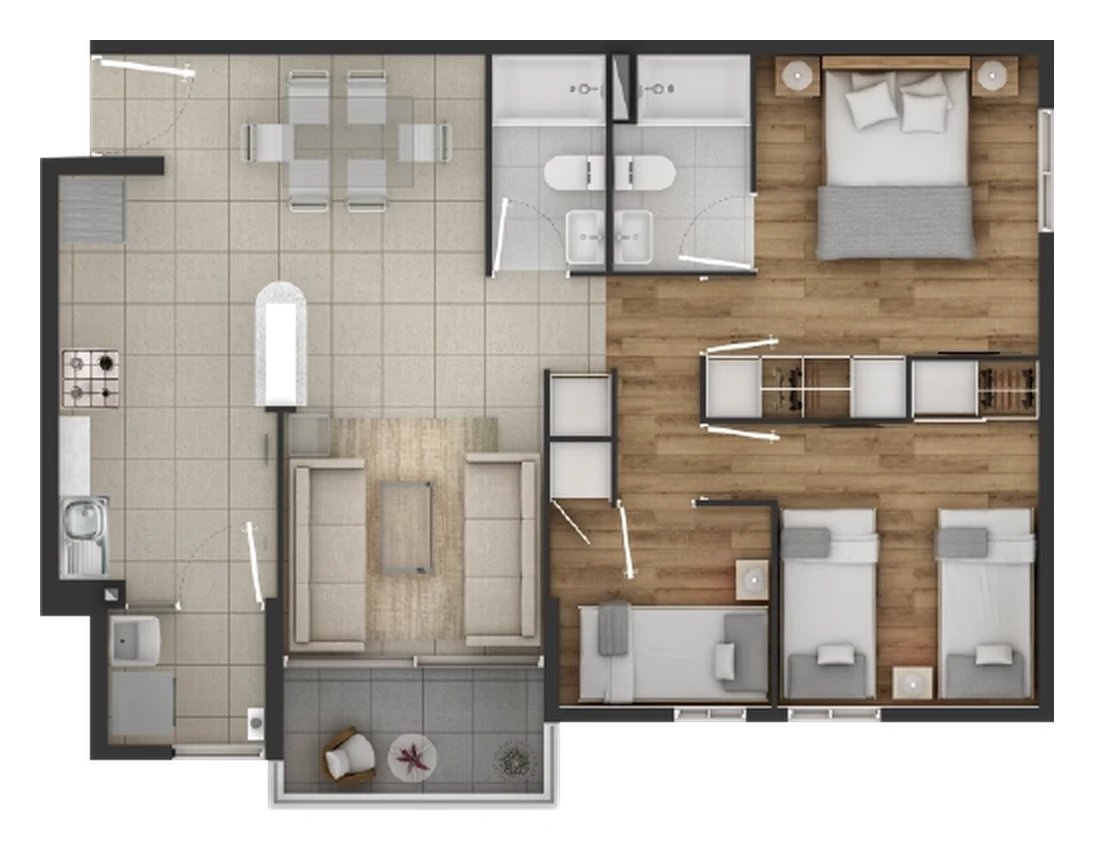 Planta del departamento T3C